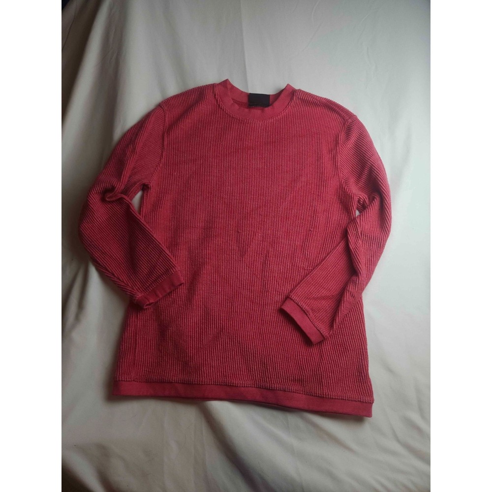 Pennant Sportswear Shirt Mens Medium Red Ribbed Texture Casual Long Sleeve